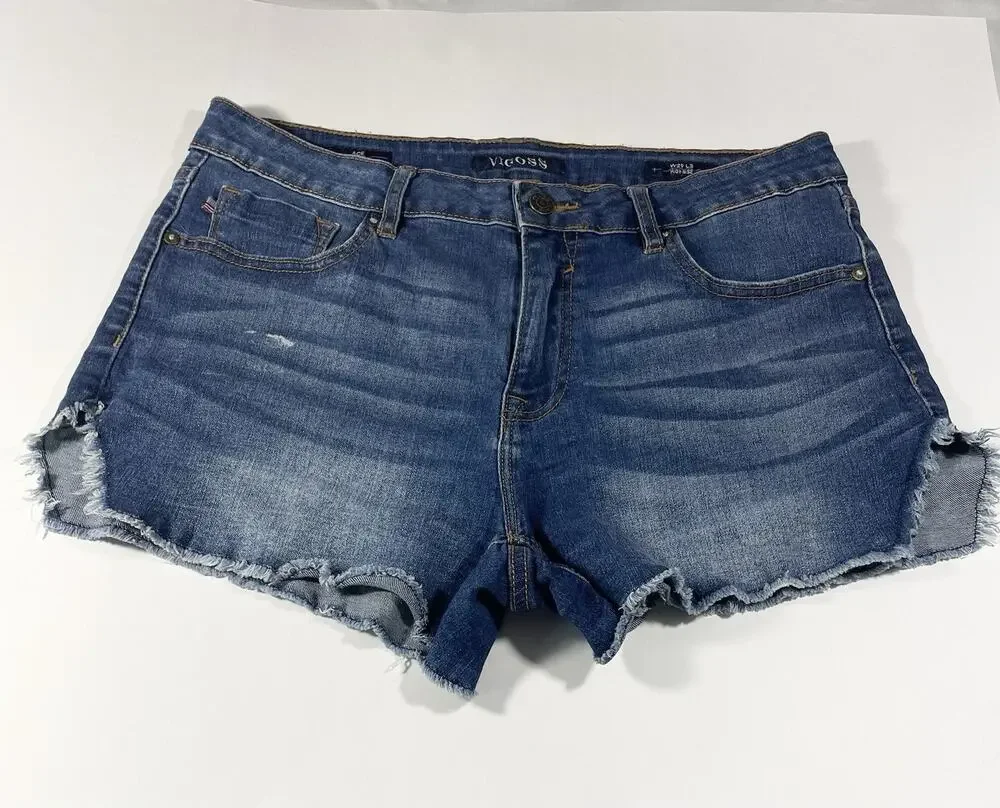 Vigoss Jagger Jeans Shorts Denim Classic Stretch High Rise Raw Hem Women’s W29